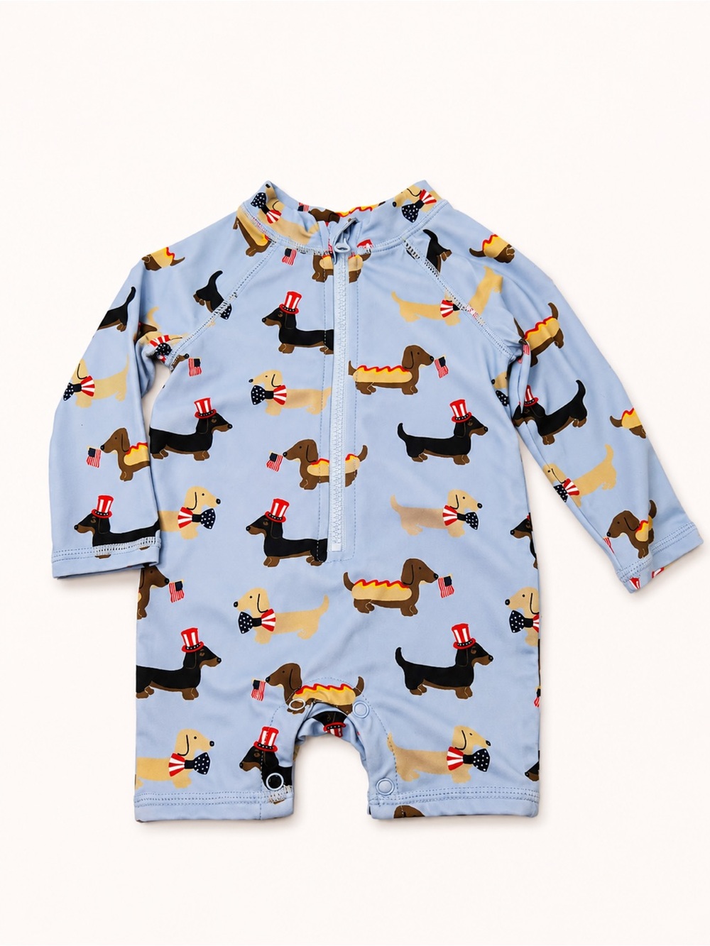 Janie and Jack Light Blue Dachshund Print One-Piece Swimsuit